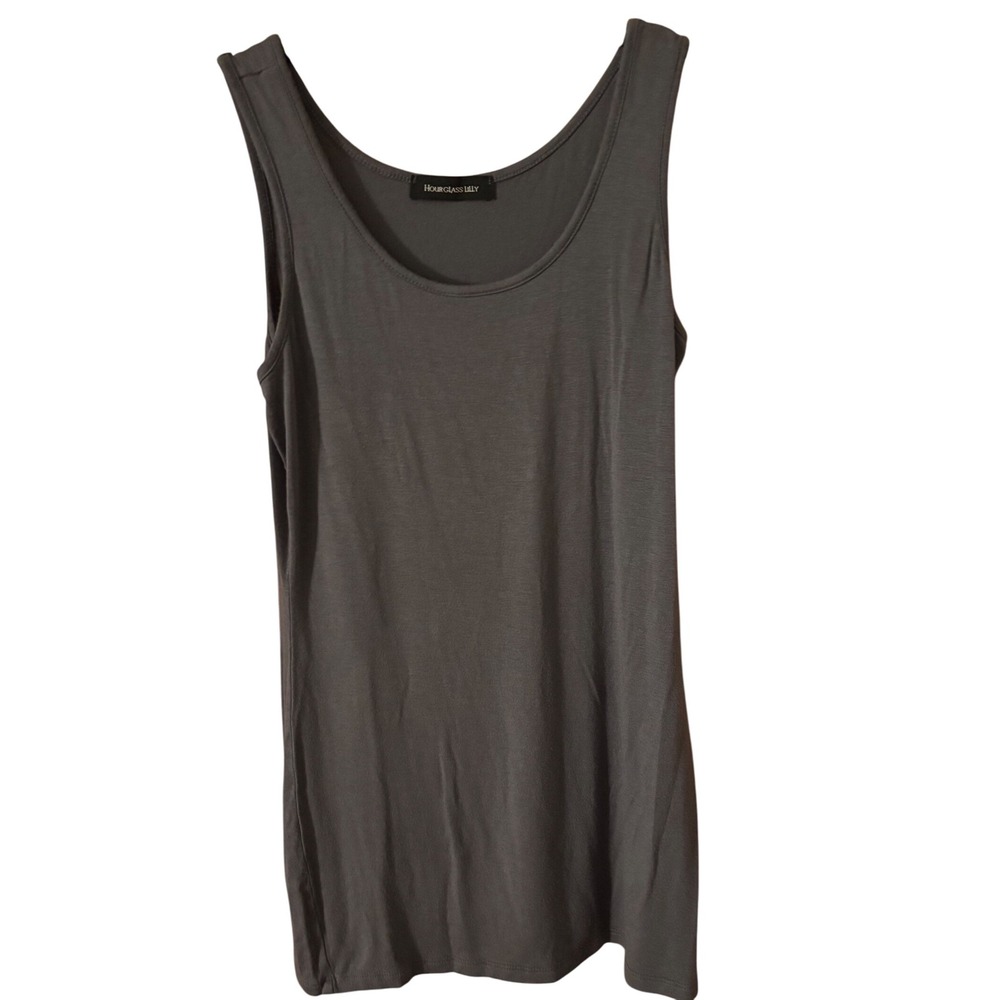 Hourglass Lily Tank Top Sleeveless Casual Basic Top Gray Made in USA Medium EUC